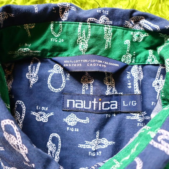 Vintage Nautica Striped Colorblock Button Up Shirt - Picture 3 of 4